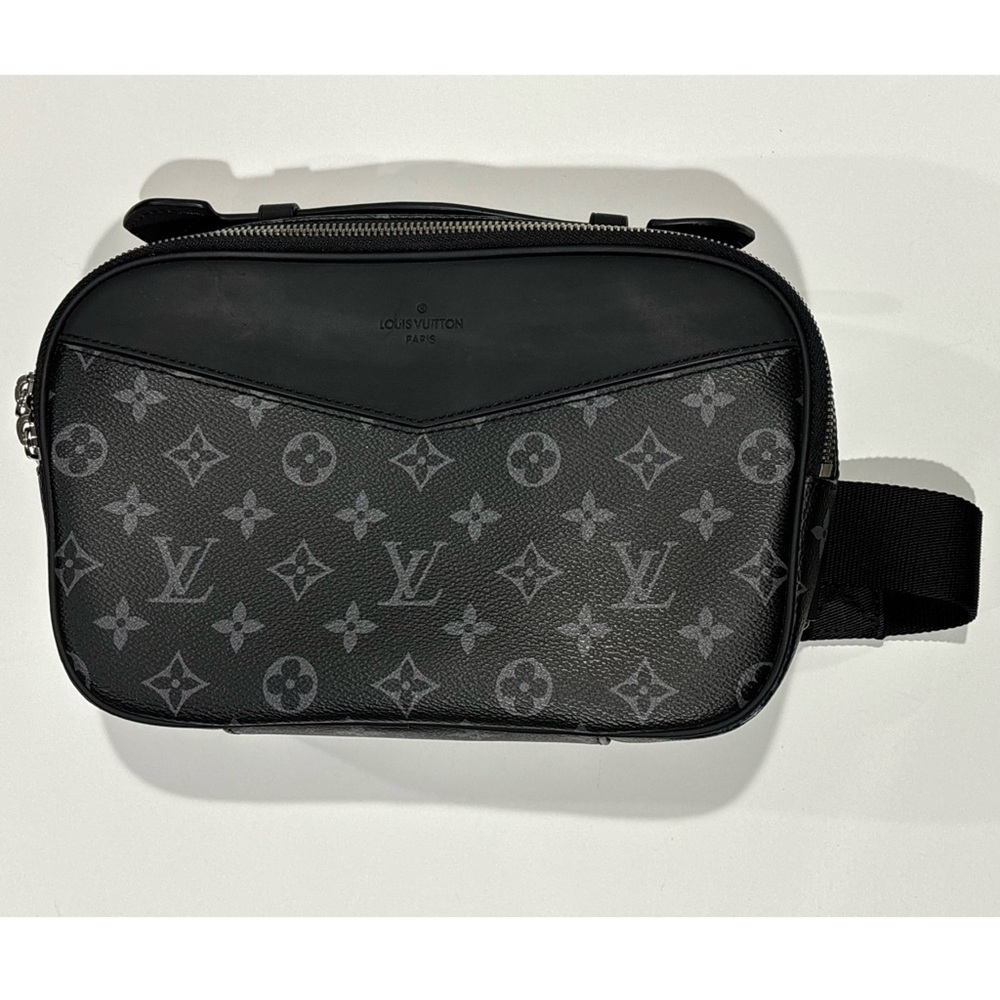 Louis Vuitton Black Messenger Bag with Gray Monogram